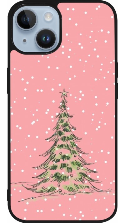 Coque iPhone 15 - Silicone rigide noir Christmas 25 Pink Tree