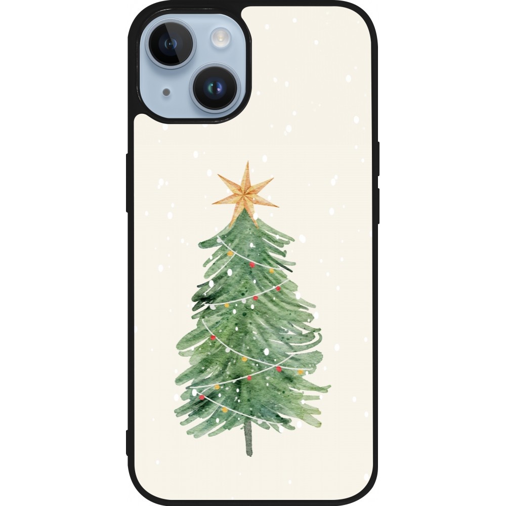 Coque iPhone 15 - Silicone rigide noir Christmas 25 Sketch Tree