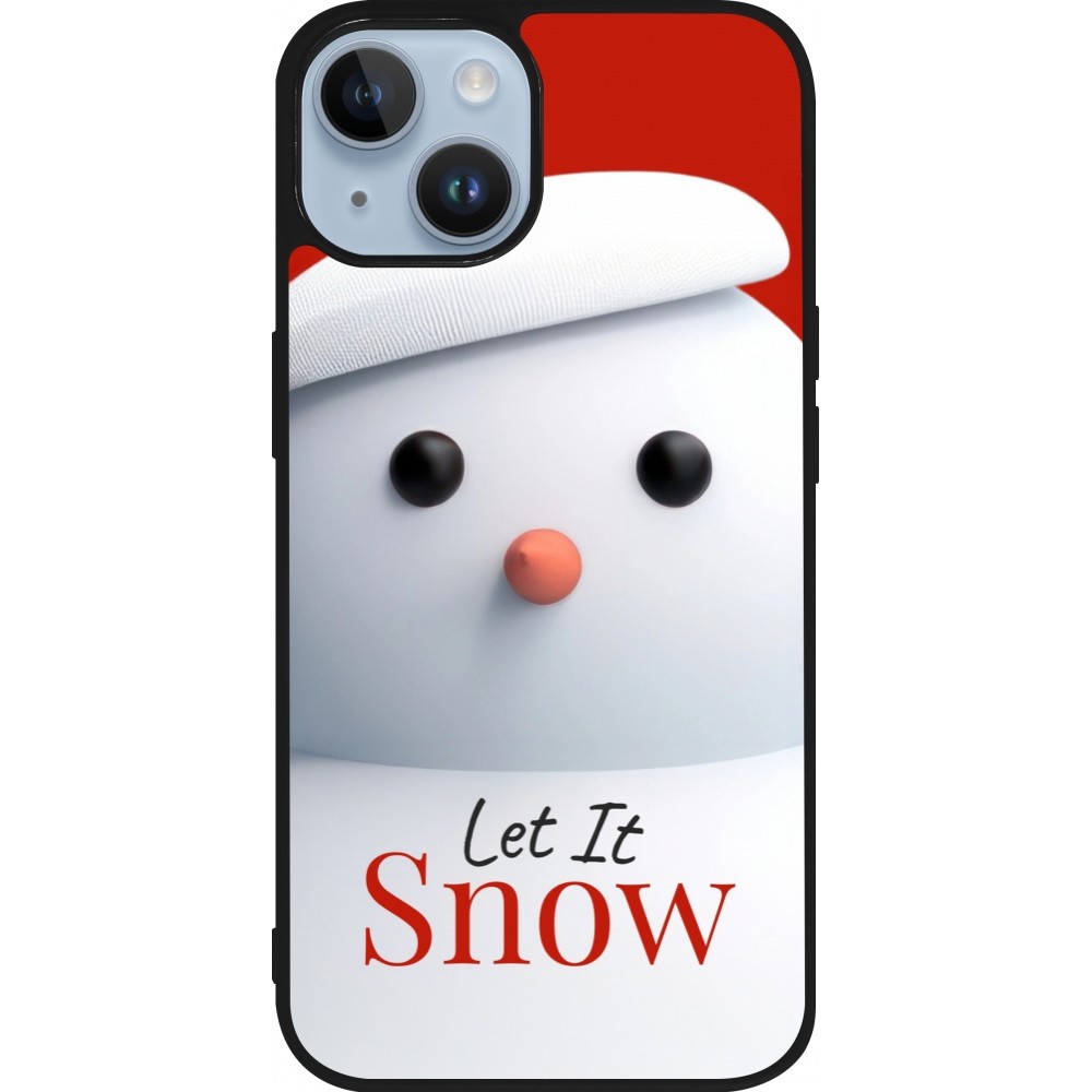 Coque iPhone 15 - Silicone rigide noir Christmas 25 Xmas Snowman