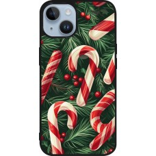 Coque iPhone 15 - Silicone rigide noir Christmas 25 Xmas Stick