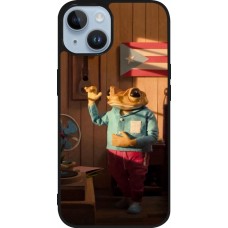 Coque iPhone 15 - Silicone rigide noir Dancing frog DTMF