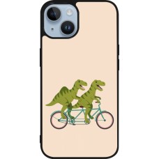Coque iPhone 15 - Silicone rigide noir Dinosaurs on bikes 2026