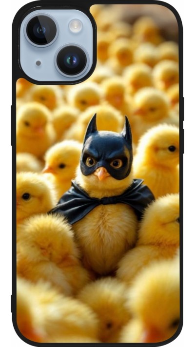 Coque iPhone 15 - Silicone rigide noir Easter 2026 Chicken Batman