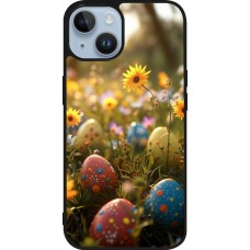 Coque iPhone 15 - Silicone rigide noir Easter 2026 Decorated eggs