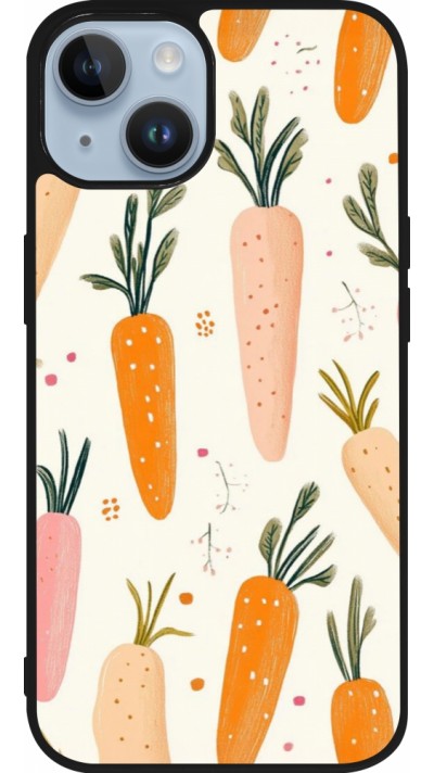 Coque iPhone 15 - Silicone rigide noir Easter 2026 Illustration carrots