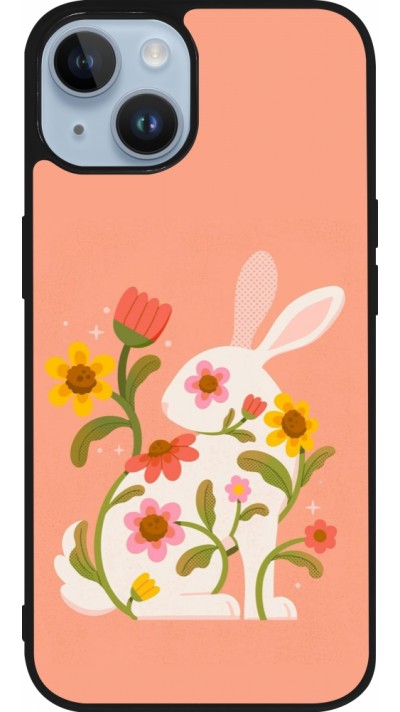 Coque iPhone 15 - Silicone rigide noir Easter 2026 Rabbit collage