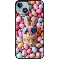 Coque iPhone 15 - Silicone rigide noir Easter 2026 Rabbit fun