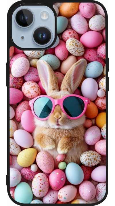 Coque iPhone 15 - Silicone rigide noir Easter 2026 Rabbit fun