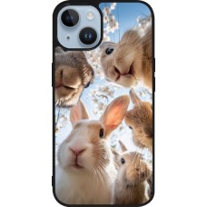 Coque iPhone 15 - Silicone rigide noir Easter 2026 Rabbits