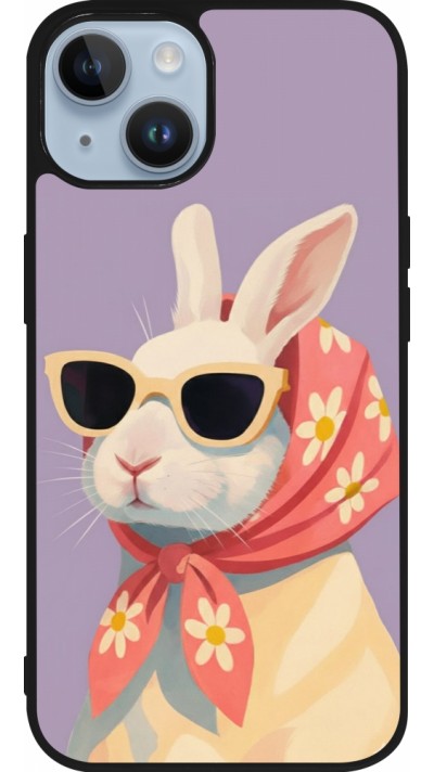 Coque iPhone 15 - Silicone rigide noir Easter 2026 Rabbit with scarf