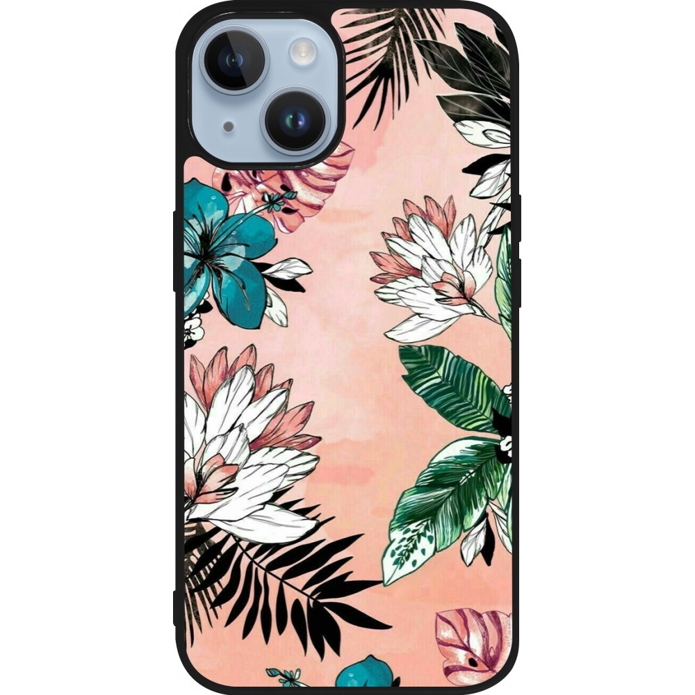 Coque iPhone 15 - Silicone rigide noir Flowers Artprint