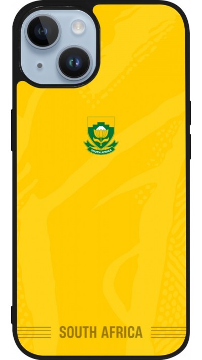 Coque iPhone 15 - Silicone rigide noir Maillot de football Afrique du Sud 2026 personnalisable