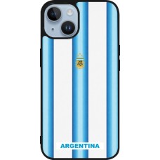 Coque iPhone 15 - Silicone rigide noir Maillot de football Argentine 2026 personnalisable