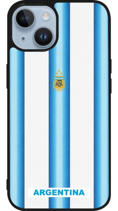 Coque iPhone 15 - Silicone rigide noir Maillot de football Argentine 2026 personnalisable
