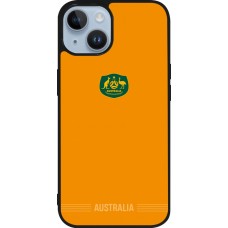 Coque iPhone 15 - Silicone rigide noir Maillot de football Australie 2026 personnalisable
