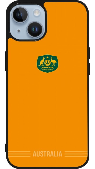 Coque iPhone 15 - Silicone rigide noir Maillot de football Australie 2026 personnalisable