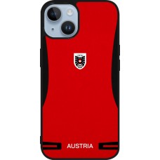 Coque iPhone 15 - Silicone rigide noir Maillot de football Autriche 2026 personnalisable