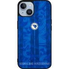 Coque iPhone 15 - Silicone rigide noir Maillot de football Bosnie-Herzégovine 2026 personnalisable