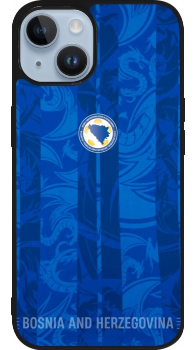 Coque iPhone 15 - Silicone rigide noir Maillot de football Bosnie-Herzégovine 2026 personnalisable