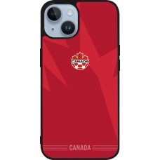 Coque iPhone 15 - Silicone rigide noir Maillot de football Canada 2026 personnalisable