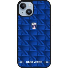 Coque iPhone 15 - Silicone rigide noir Maillot de football Cap-Vert 2026 personnalisable