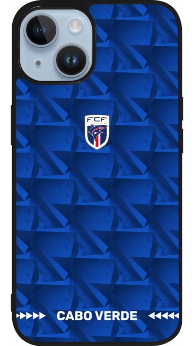 Coque iPhone 15 - Silicone rigide noir Maillot de football Cap-Vert 2026 personnalisable
