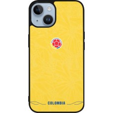 Coque iPhone 15 - Silicone rigide noir Maillot de football Colombie 2026 personnalisable