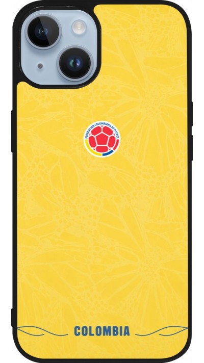 Coque iPhone 15 - Silicone rigide noir Maillot de football Colombie 2026 personnalisable