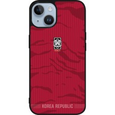 Coque iPhone 15 - Silicone rigide noir Maillot de football Corée du Sud 2026 personnalisable