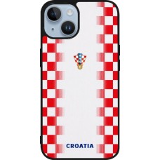 Coque iPhone 15 - Silicone rigide noir Maillot de football Croatie 2026 personnalisable