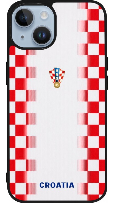 Coque iPhone 15 - Silicone rigide noir Maillot de football Croatie 2026 personnalisable