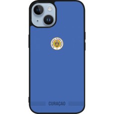 Coque iPhone 15 - Silicone rigide noir Maillot de football Curaçao 2026 personnalisable