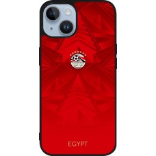Coque iPhone 15 - Silicone rigide noir Maillot de football Égypte 2026 personnalisable