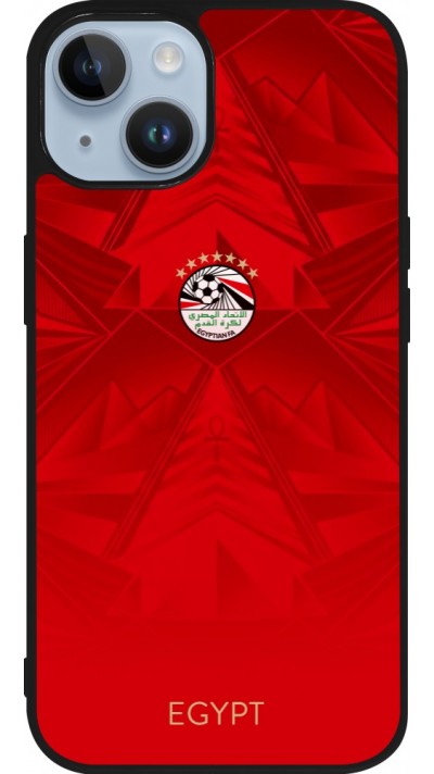 Coque iPhone 15 - Silicone rigide noir Maillot de football E?gypte 2026 personnalisable
