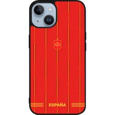 Coque iPhone 15 - Silicone rigide noir Maillot de football Espagne 2026 personnalisable