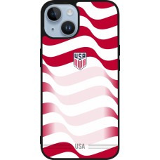 Coque iPhone 15 - Silicone rigide noir Maillot de football États-Unis 2026 personnalisable