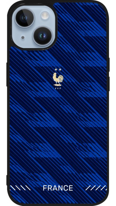 Coque iPhone 15 - Silicone rigide noir Maillot de football France 2026 personnalisable
