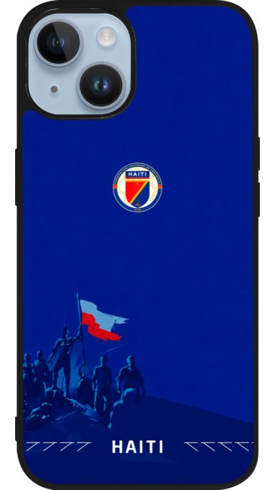 Coque iPhone 15 - Silicone rigide noir Maillot de football Haiti 2026 personnalisable