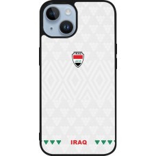 Coque iPhone 15 - Silicone rigide noir Maillot de football Irak 2026 personnalisable