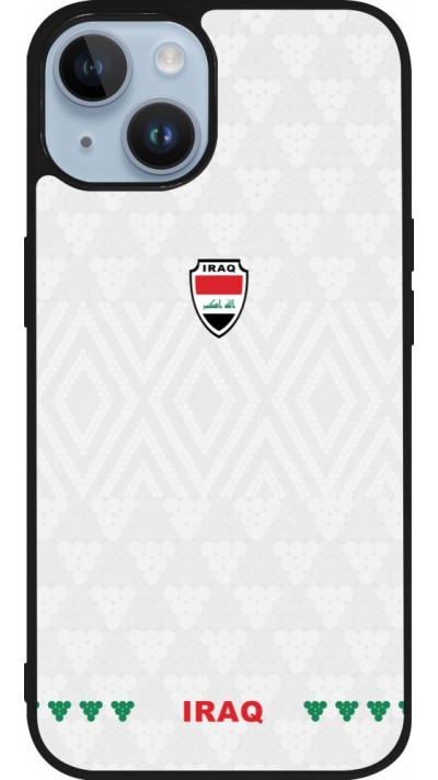 Coque iPhone 15 - Silicone rigide noir Maillot de football Irak 2026 personnalisable