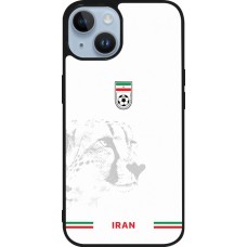 Coque iPhone 15 - Silicone rigide noir Maillot de football Iran 2026 personnalisable