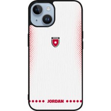 Coque iPhone 15 - Silicone rigide noir Maillot de football Jordanie 2026 personnalisable
