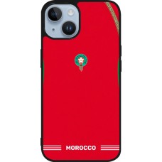 Coque iPhone 15 - Silicone rigide noir Maillot de football Maroc 2026 personnalisable
