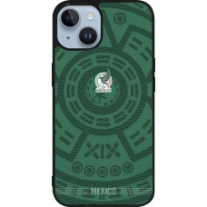 Coque iPhone 15 - Silicone rigide noir Maillot de football Mexique 2026 personnalisable
