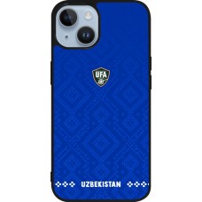 Coque iPhone 15 - Silicone rigide noir Maillot de football Ouzbékistan 2026 personnalisable