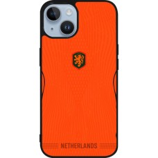 Coque iPhone 15 - Silicone rigide noir Maillot de football Pays-Bas 2026 personnalisable