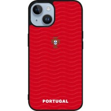 Coque iPhone 15 - Silicone rigide noir Maillot de football Portugal 2026 personnalisable