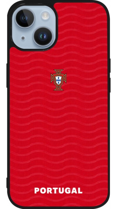 Coque iPhone 15 - Silicone rigide noir Maillot de football Portugal 2026 personnalisable