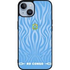 Coque iPhone 15 - Silicone rigide noir Maillot de football RD Congo 2026 personnalisable