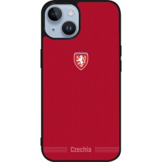 Coque iPhone 15 - Silicone rigide noir Maillot de football Répuplique Tchèque 2026 personnalisable